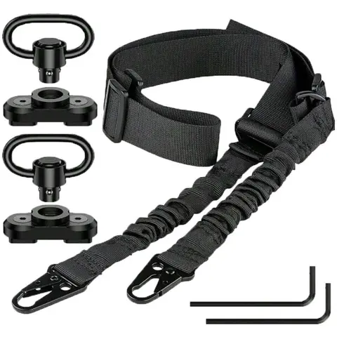 1pcs Two-Point Shoulder Straps, Quick Release Adjustable Elastic Buffer, Universal Fit, 360° Rotating D-Ring, Ideal for Outdoor Activities