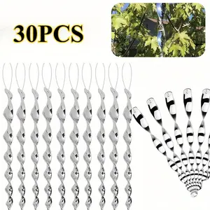30 Pack Bird Deterrents for Outside, Bird Repellent Hanging Silver Plastic Reflectors Scare Rods, Garden Decorative Reflective Scare Birds Away, Like Woodpeckers, Pigeons and Geese