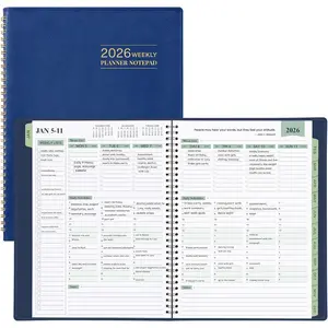 2026 Planner - Planner 2026 Weekly and Monthly, 11.38'' x 8.74'', 2026 Calendar Leather Planner, JAN 2026 - DEC 2026, Daily Hourly Appointment Book, , Monthly Tabs, Faux Soft Leather,  Pockets - Blue