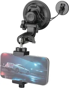 Heavy Duty Φmm Suction Cup + Adjustable DualBallHead Action Camera Dash Cam Phone Car Mount Windscreen Window Cockpit Holder for iPhone GoPro insta Video Recording (.kg Load)