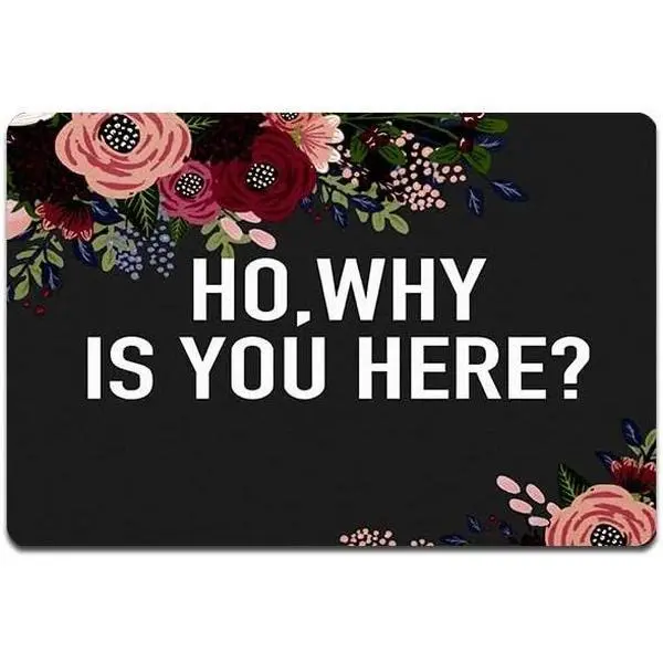 Ho Why is You Here Doormat, Love and Hip Hop Funny Doormat Custom Home Living Decor Housewares Rugs and Mats State Indoor Gift Ideas Washable Fabric Top 23.6"(W) X 15.7"(L)