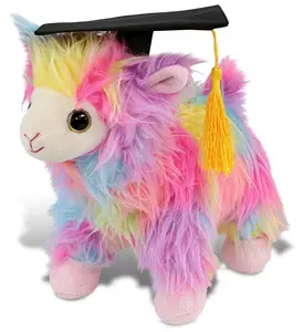 DOLLIBU 10-Inch Rainbow Llama Graduation Stuffed Toy with Cap and Tassel Outfit, Personalized Gift for Graduation Celebrations