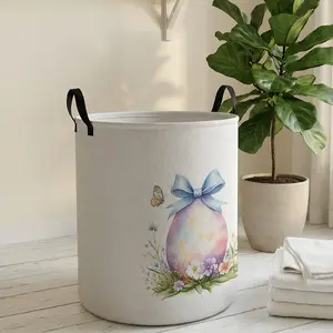 Easter Egg Pattern Laundry Basket with Handle, Durable Foldable Home Storage Bin, Large Capacity Toy Organizer, Model_xinghao