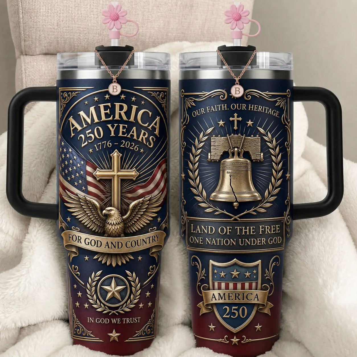 Patriotic Tumblers American Heritage Tumbler 250th Anniversary Gift USA Flag Design Drinkware
