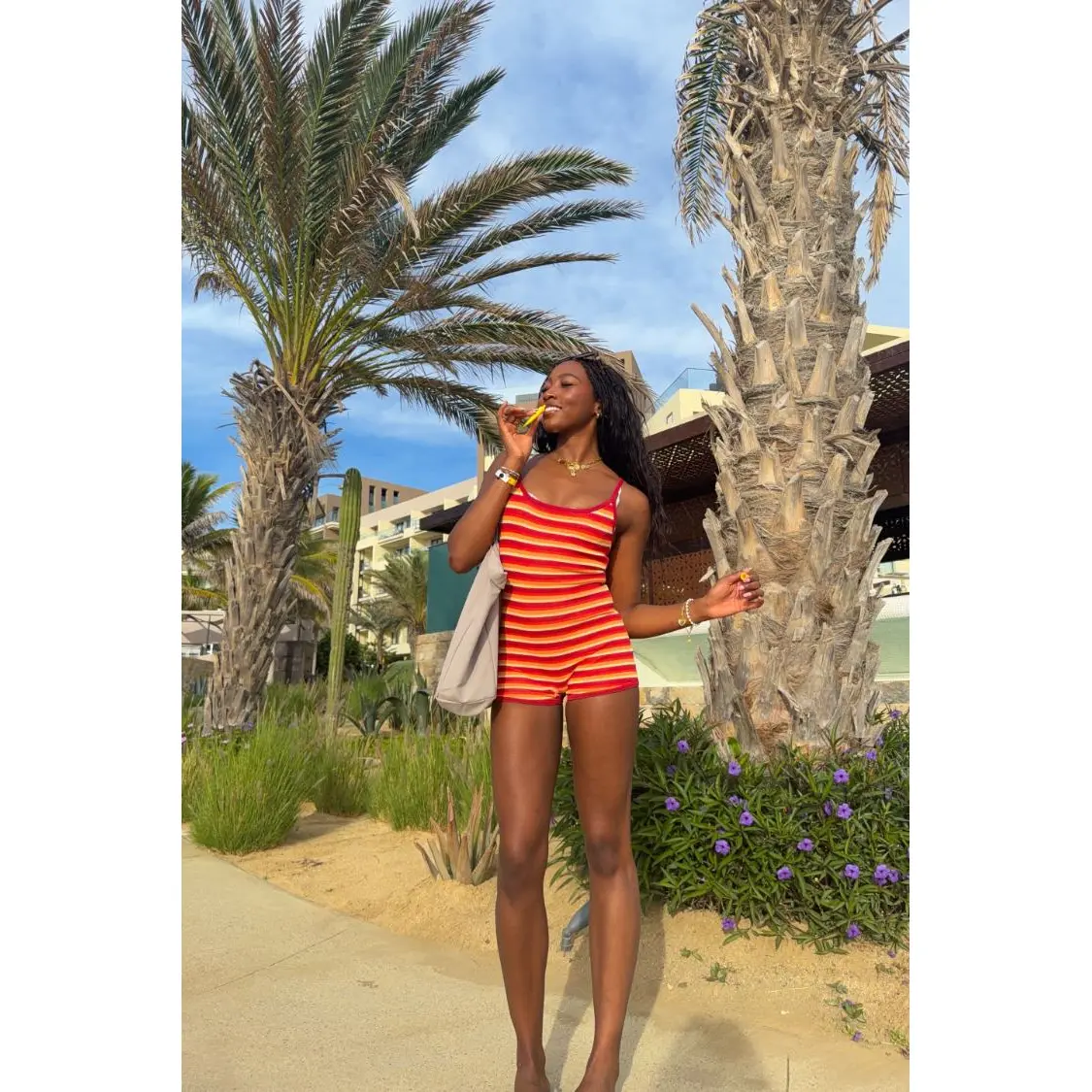 Tatum Orange Stripe Knit Playsuit