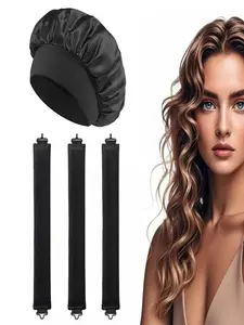 Lazy No Heat Curling Iron Set, European Style Sleep Cap, Large Wave Design, 3pcs Pack, 3cm Diameter, Hair Care Essential, Heatless Curling Iron
