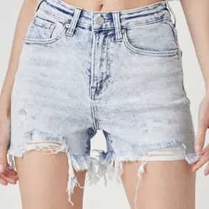 RISEN HIGH RISE DISTRESSED ACID WASHED SHORTS