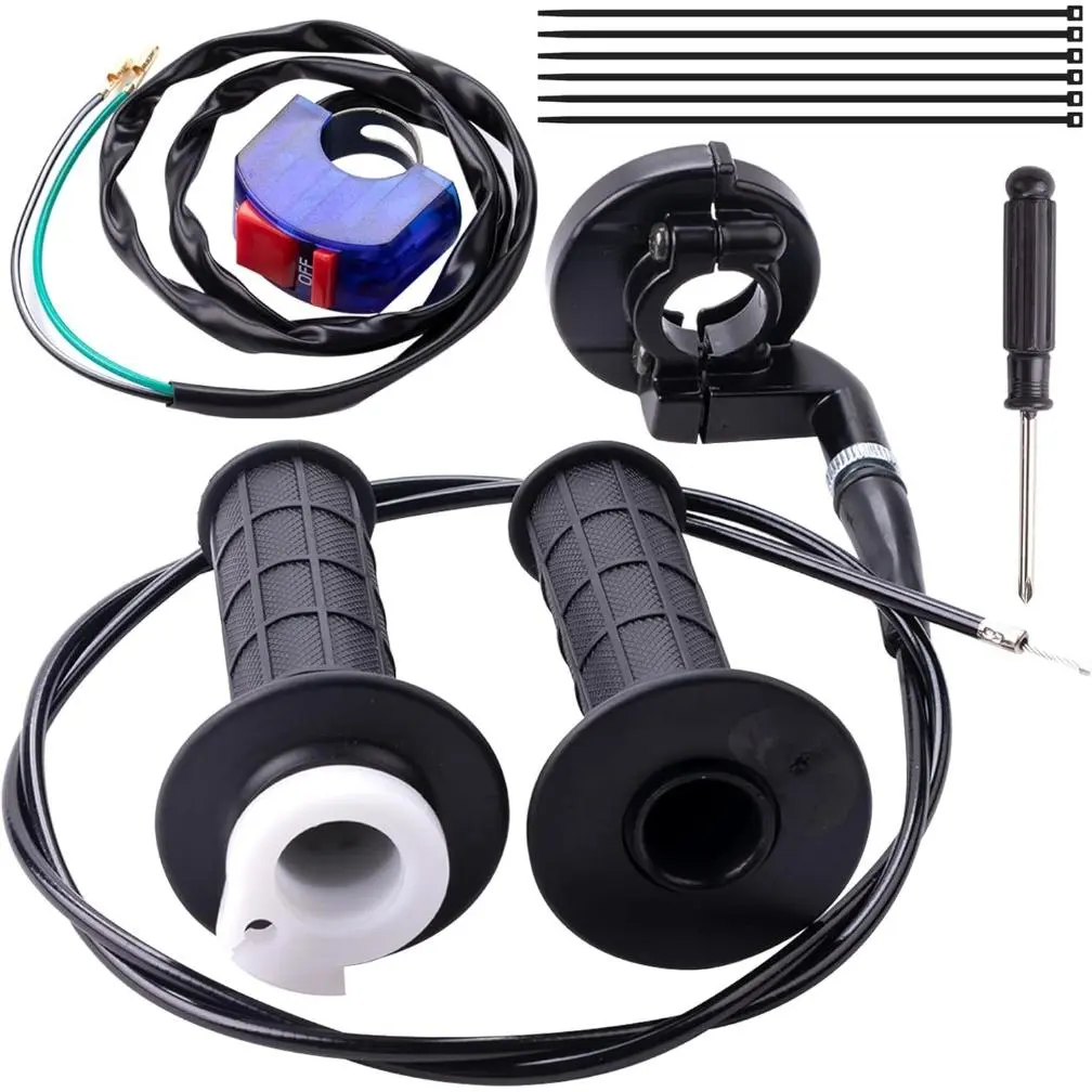 Mini Bike Throttle Cable Assembly Kit For Coleman CT200U,CT200U-EX,BT200X,Baja DB30,Warrior MB200,Predator 212cc,Massimo Motovox 196cc,200cc,6.5hp Engine Parts (7/8" Handlebar)