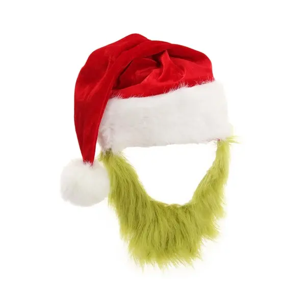 Grinch Costume Hat with Fur Beard