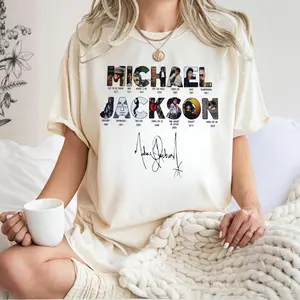 Michael Jackson Album Timeline Shirt Vintage King of Pop Tee, Retro Music Graphic T-Shirt, MJ Discography Collage Fan Gift Unisex Tee