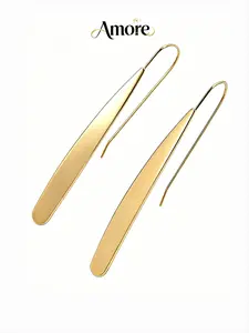 14k Bar Earrings for Women, Long Thread Dangle Earrings, Boho Style, Hypoallergenic, Safe for Sensitive Ears, All Seasons