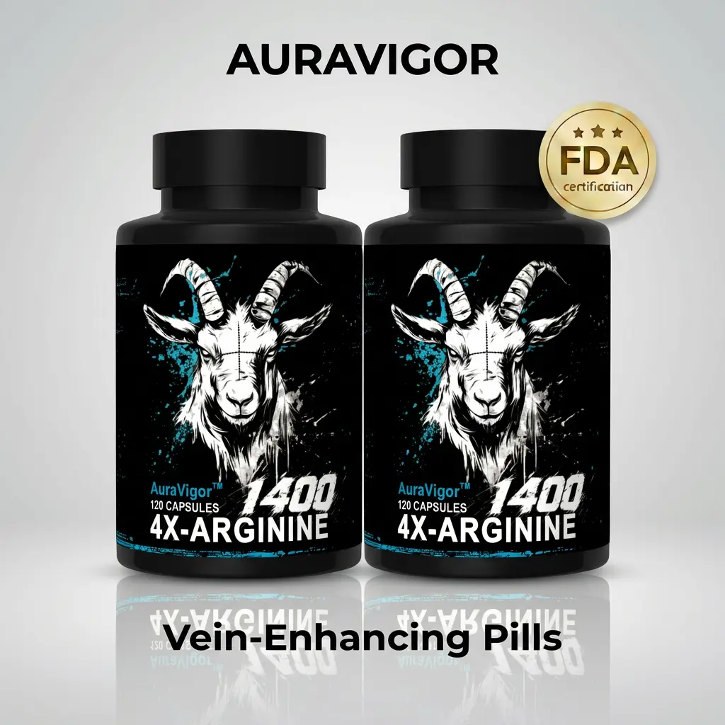 AuraVigor L-Arginine Dietary Fitness Supplement by Smizeen Wellness Ltd - Nitric Oxide Booster, Vasodilation Support, Muscle Pump, Vascularity Enhancement - 120 Capsules (60 Servings)