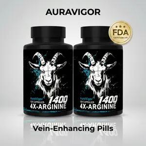 AuraVigor L-Arginine: Extreme Muscle Pump & Vascularity Booster - 120 Capsules (60 Servings)