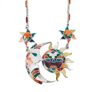 Shop LC Artistry Multi Gemstone 98.80 ctw Rainbow Sun and Moon Marina Necklace in Sterling Silver 18 Inches