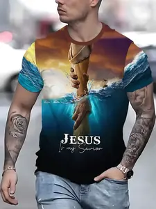 American Retro Short Sleeve Top, 3D Casual Shirt, Breathable Fabric, Comfortable Fitness Wear, Cool and Fresh