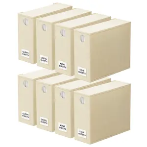 SpaceAid 8 Pack Bed Sheet Organizer and Storage Folder Sheet Organizer in Beige