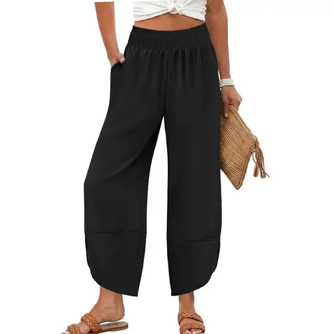 Lepunuo Womens Baggy Wide Leg Pants Fall High Waisted Palazzo Pants Beach Vacation 2026 Casual Trousers with Pockets