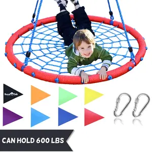 Large 40" Spider Web Tree Net Swing 100% Safe Nylon Rope Max 600 LBs EZ Setup