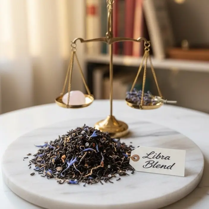 Libra Zodiac Line Intentionally Made Caffeinated Chocolate & Cherry Blend Tea with Venusian Energy Rich Decadent Taste