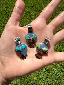 Navajo Turquoise Alien Sterling Silver Pendant