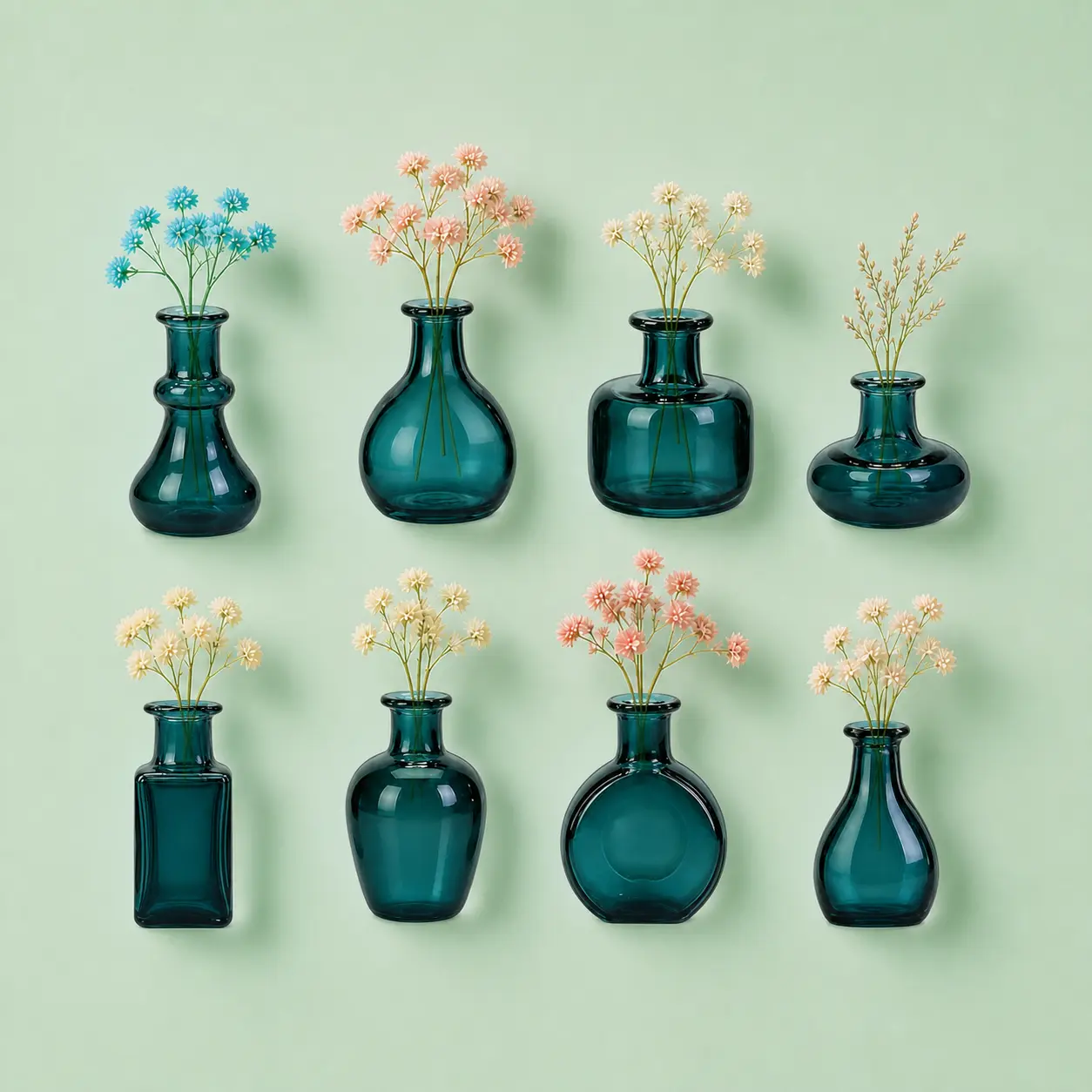 8PCS Boho Mini Glass Magnetic Thumb Vases, Decorative Household Refrigerator Magnets, DIY Dried Flower Kitchen Decor, Minimalist Housewarming Gift