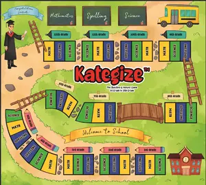 Kategize Board Game America Edition for Grades 1-12 Educational Math Science Spelling Skills Boosting Game with 1000 Page Study Guide