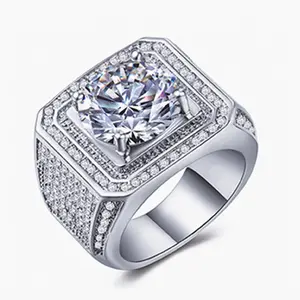 925 Sterling Silver Shiny Full Diamond Ring Cubic Zirconia Cocktail Rings CZ Diamond Ring Eternity Engagement Wedding Band Ring for Men .CTD.25