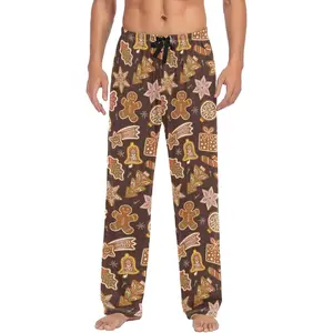 Xmas Gingerbread Cookies Mens Pajama Pants Lounge Pajama Bottoms Men's Soft Sleep Pants With Pockets M