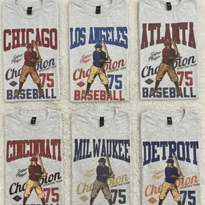 Vintage Baseball Tee Retro Baseball Ash Grey Tshirt Baseball Game Graphic Top Casual City Baseball PTS