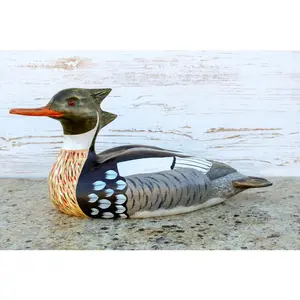 Hand Carved Red-Breasted Merganser Premier Drake Full Size Decorative Duck Decoy