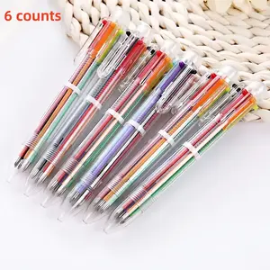 6 Color Ballpoint Pen Set, 6-In-1 Design, 0.5mm Tip Size, Perfect for Office School Gifts, Durable Writing Tool