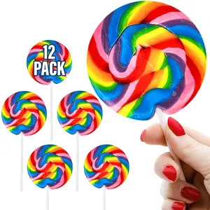 Large Swirl Lollipops, Rainbow, 3Inch Suckers, Great Party Favors Holliday Decoration, Carnival Lollipos Great For Halloween Trick or Treat