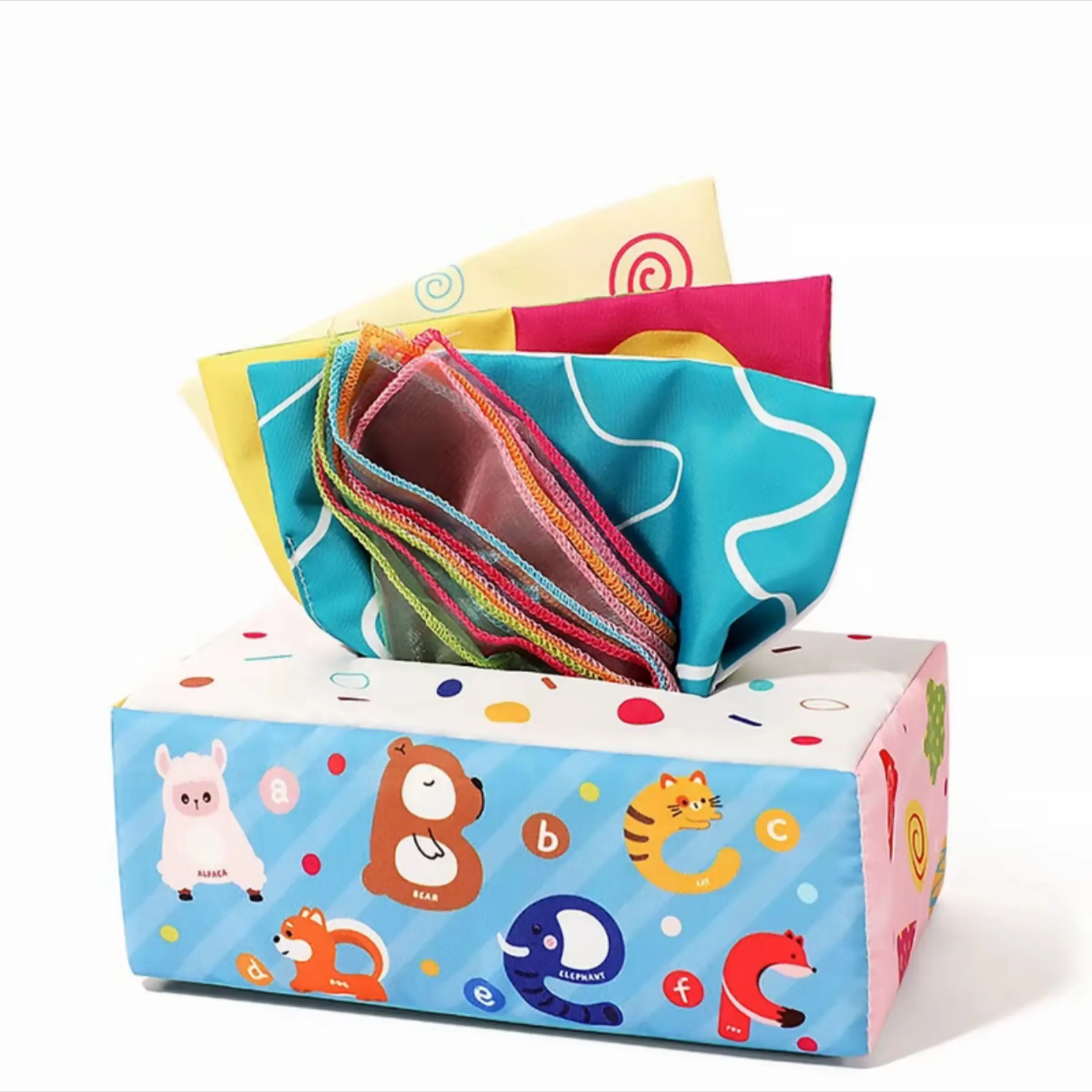 Newborn Baby Soothing Napkin Box, Comfortable and Safe Design, Visual and Sensory Stimulation, Ideal for Newborns, Infants, Perfect Gift for Expecting Parents, Pack, Cognitive Napkin Box, Tissue, Tactile, Durable