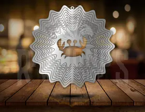 Retro CNC Crab Wind Spinner - Durable Steel Outdoor Decor with Metal Swivel Hook & Mesmerizing Spinning Effect - Available in Small & Large Sizes