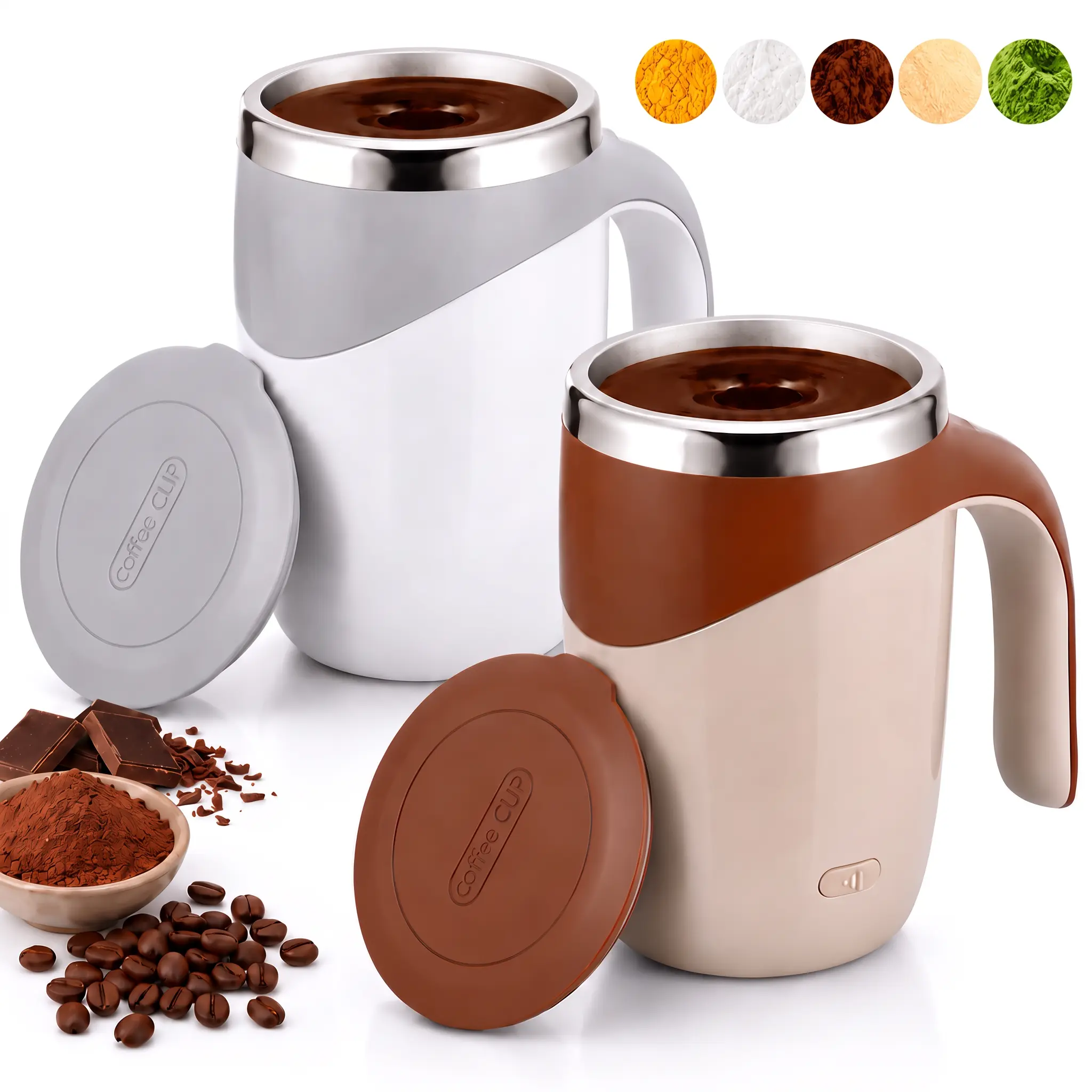 Rechargeable Auto Magnetic Coffee Mug, Electric Self Stirring Mug, Multipurpose Mixing Cup for Protein Powder, Coffee, Milk & Cocoa, Portable Drink Tumbler for Home, Office & Camping, Unique Valentine’s Day Gift for Men & Women