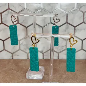 Rectangle Dangle Earrings Valentine's - Lightweight Polymer Clay Earrings with Hypoallergenic Ear Wires for Sensitive Ears