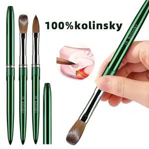 Acrylic Nail Brush – Professional Sable Hair Acrylic Nail Brush Metal Nail Brush for Nail Extensions and Gel, 3D Carving – Salon-Grade Nail Tool