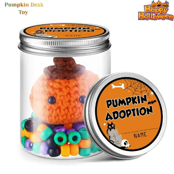 Crochet Pumpkin Plush | Halloween Desk Decor | Handmade Pumpkin Doll | Spooky Office Decor | Cute Horror Gift for Women | Fall Pumpkin Gift | DIY Crochet Toy | Gothic Room Decor