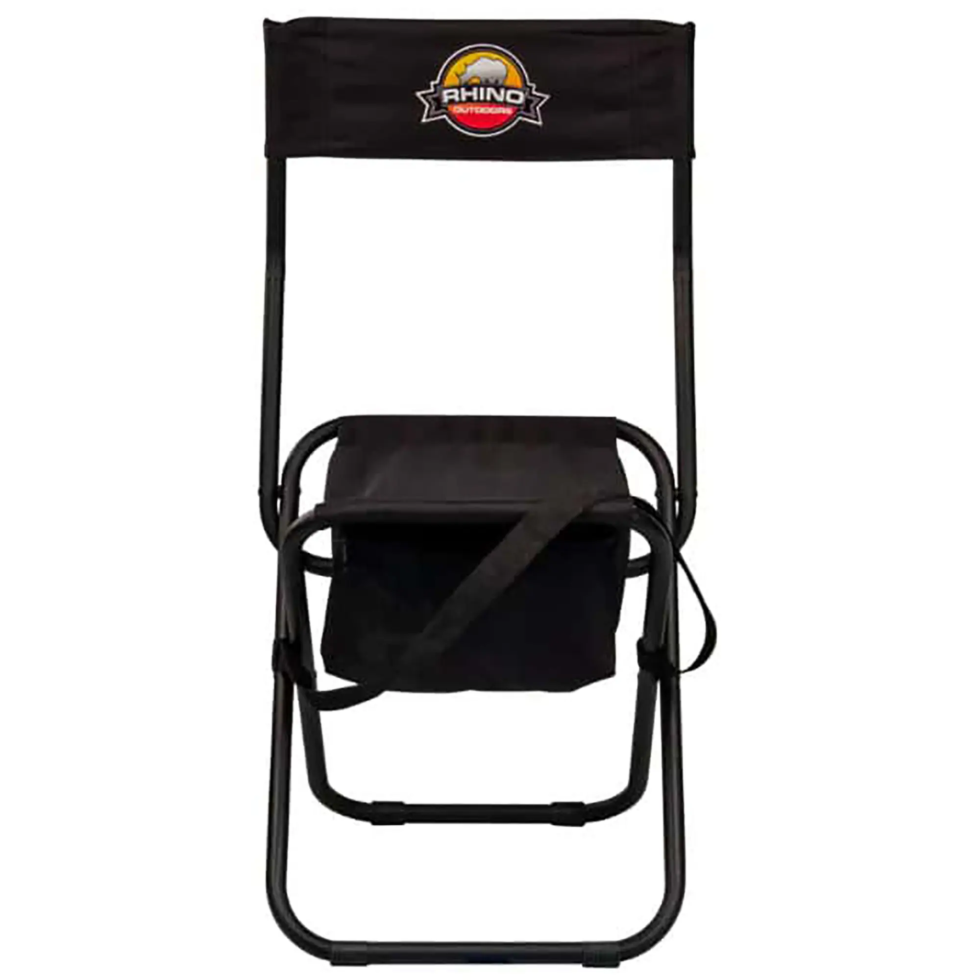Rhino Steel Foldable Hunting Chair - Back Rest, Storage Pouch, 16.5" w x 15.25" d x 31" h, Comfortable Place to Sit, Easy Transport, Black