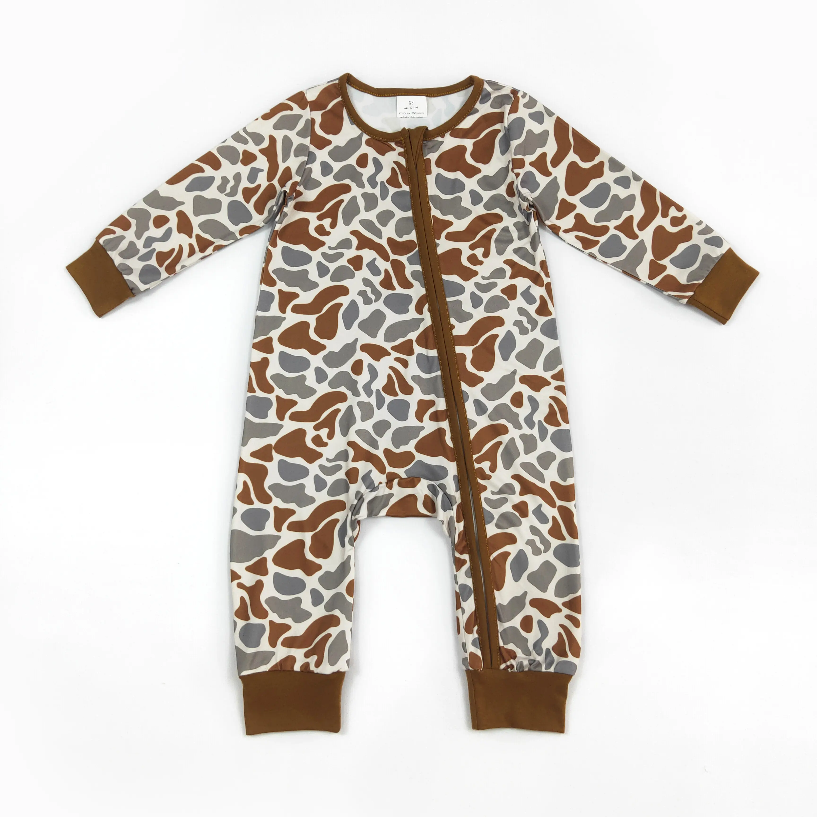 Brown Camo Onesie Bodysuit for Toddlers and Infants, Cute Long Sleeve Romper for Baby Girls, Soft Comfortable Clothes, Infant Toddler Clothes