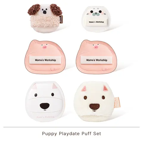 Momo's Workshop 6-Piece Animal-Themed Triangle Powder Puff Set - Cosmetics Tool for All Skin Types, Mini Travel Compact, Individual Pack, Ideal for Base Makeup Application