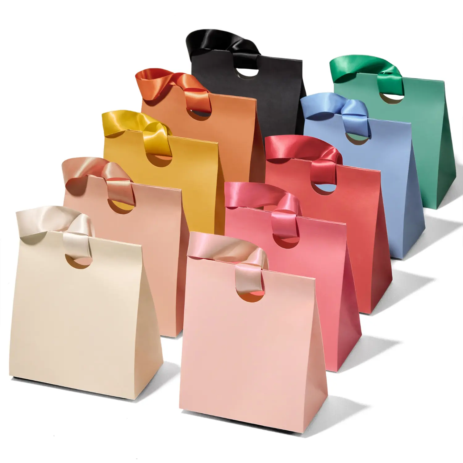 Vitalizart 10 Pack Small Paper Gift Bags with Satin Ribbon Handles, 5.91 x 3.54 x 7.28 in, small wrapping bag, Assorted Color Party Favor Bags for Birthday, Wedding, Bachelorette & Summer Gifts, dealsforyou