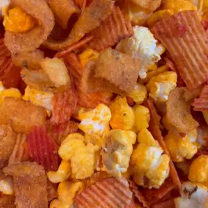 On and Poppin Street Heat Mushroom Popcorn Redhot Riplets Hot Corn Chips Cheddar Cheese Snack - Crispy