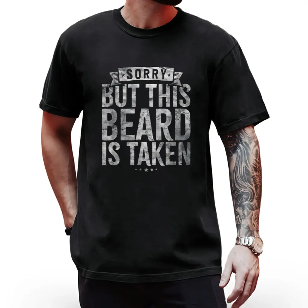 Men's 'Sorry, This Beard Is Taken' Funny Beard Print T-Shirt – Relaxed Fit, Crew Neck Casual Tee