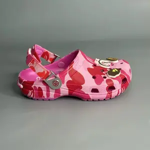 Trendy Pink Camo Slip-On Clogs – Unisex Street Style Mules with Soft EVA Foam, Adjustable Back Strap, and Breathable Vent Design