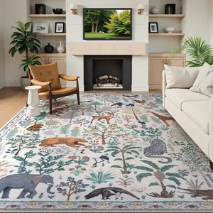 Vintage Animal Jungle Print Carpet, Non-Slip Soft Washable Rug, Ideal Home Decor for Living Room Bedroom Hallway Outdoor Balcony Closet, Modern Indoor Rug, Animal Printed Rug