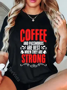 100% Cotton Coffee Passwords Cybersecurity Computer Hacking Phishing T-Shirt