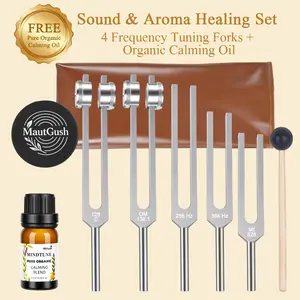 Resonance Sound Healing Tuning Fork Set – 128Hz, 136.1Hz, 256Hz/528Hz, 384Hz with Activator – Sound Therapy for Stress Relief, Deep Relaxation & Chakra Balancing