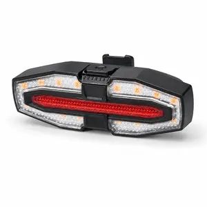 Bike Tail Light with Wireless Remote Control, USB-C Rechargeable Turn Signal Rear Light, Red and Amber LED Bicycle Light for Night Riding, Road Bike, MTB