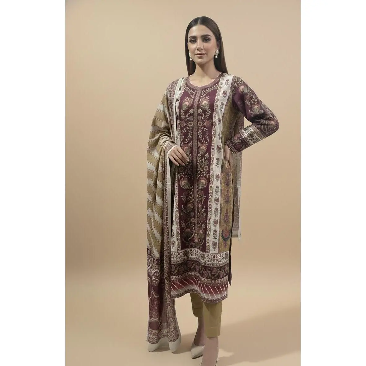 Ethnic - E0776-202-219 Three piece Printed Khaddar